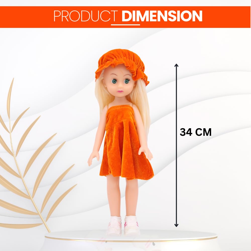 Pikku Toys Cute Doll Toy Soft Body Doll with Changeable Dress Hat